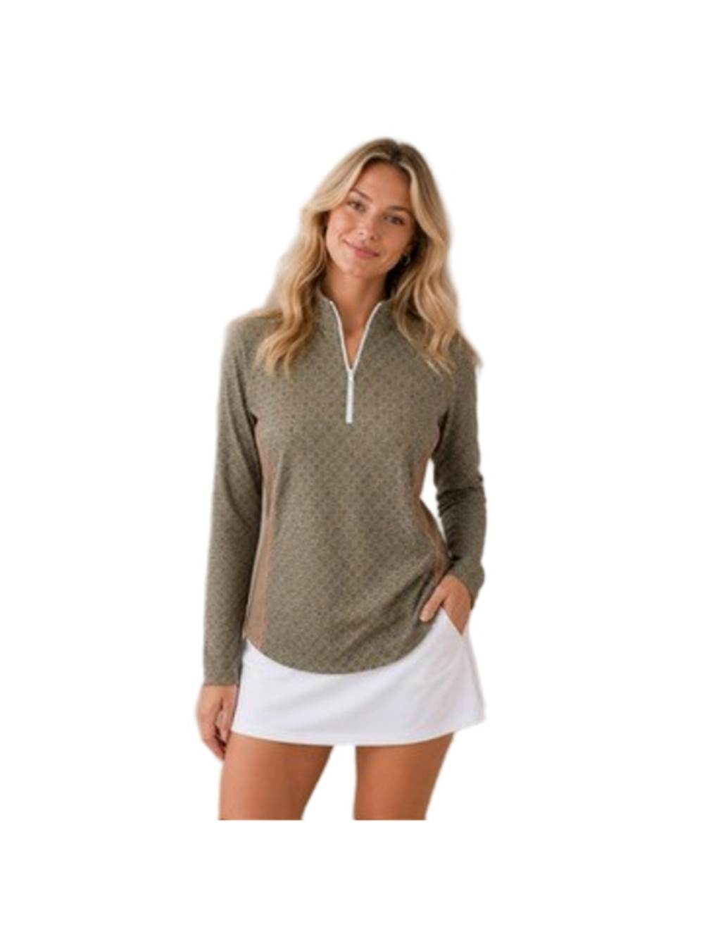 RLX Ralph Lauren Active Golf Shirt Mock Neck 1/4 Zip Stretch Pullover Brown Sz L